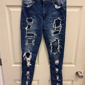 VIP Dark Blue Distressed Skinny Jeans